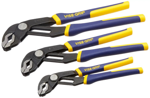 GrooveLock Pliers Set 3 Piece With Kit Bag For Home And Shop Use Includes 8 Inch 10 Inch And 12 Inch Adjustable Pliers Press And Slide Lock Jaw