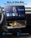 Under Screen Storage Box For Tesla Model Y And Model 3 Juniper And Highland Editions Magnetic Hidden Privacy Center Console Organizer 2019 2026 shown under screen with items inside