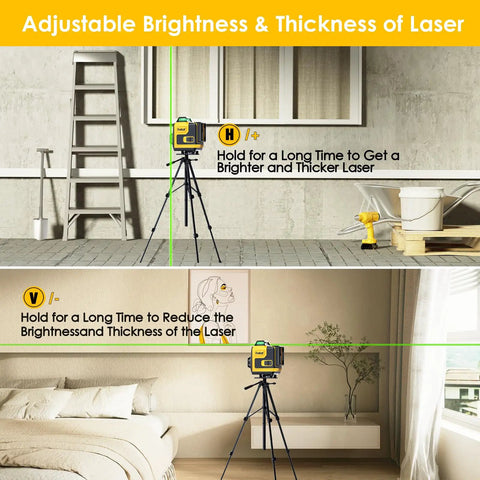 3D Laser Level with 3x360 Degree Green Cross Lines for Construction and Picture Hanging, Self Leveling and Manual Modes, Rechargeable Battery, Remote Controller, Magnetic Rotating Stand for DIY Friendly Indoor Alignment
