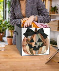 Kicker Quality Patchwork Fabric Storage Cube Built For Quick Room Upgrades With Heavy Duty Stitching And A Knockout Pumpkin Silhouette.