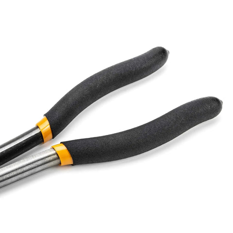 Double X Pliers Set With Straight And 45 Degree Angles, serrated grips for precision, narrow profile, black comfort handles