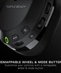 Stealth 600 Wireless Multiplatform Gaming Headset with Bluetooth showing remappable wheel and mode buttons close-up.