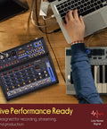 Eight Channel DJ Audio Mixer With Bluetooth Streaming USB Audio Interface DSP FX Mic And Stereo Line Inputs