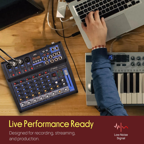 Eight Channel DJ Audio Mixer With Bluetooth Streaming USB Audio Interface DSP FX Mic And Stereo Line Inputs