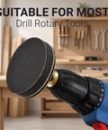 Ailier 3 Inch Sanding Disc Hook And Loop 80 Grit Sandpaper For Drill Pad mounted on drill for surface prep work.
