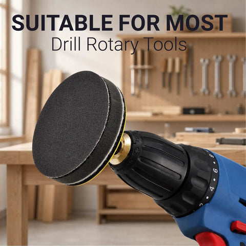 Ailier 3 Inch Sanding Disc Hook And Loop 80 Grit Sandpaper For Drill Pad mounted on drill for surface prep work.