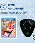 Image of temperature adjustment dial for Slick 3.5 Cubic Feet Compact Chest Freezer With Adjustable Thermostat And Nifty Removable Basket.