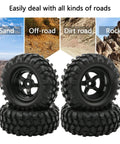 4x 1:10 RC Off Road Wheel Tires Set With 5 Spoke Rim 12mm Hex Drive 96mm Outer Diameter 38mm Width Fits 1/10 And 1/12 Rock Crawlers