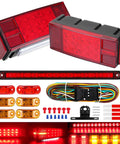 Submersible Boat Trailer Lights Kit With LED Stop Brake Turn Signals And White Backup Lights Side Marker And 3rd Light Bar