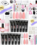 Hema Free Poly Gel Nail Kit With 6 Colors All In One Gel System Includes 220W UV LED Lamp Slip Solution Dual Forms Nail Brush File Tools