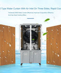 High Capacity Evaporative Air Cooler With A Massive 90 Liter Water Tank And Three Quick Speeds, showing 5090 water curtain for rapid cooling.
