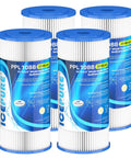 Four 20 Micron 10 Inch By 4.5 Inch Whole House Sediment Filter For Well Water, replacement cartridges with blue labels.