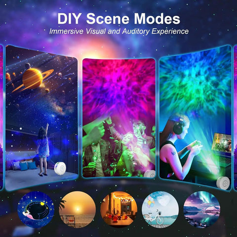 Galaxy Night Sky Projector with App Voice Control and Bluetooth Speaker, Rotating Nebula Lamp, 6 HD Slides, 37 White Noise Sounds and Timer, Star Ceiling Light for Bedroom and Kids Room Decor