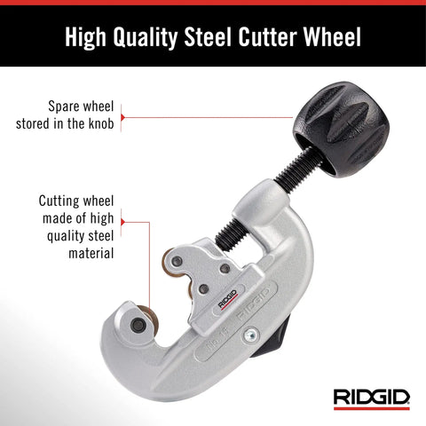 Pro Grade Screw Feed Tubing Cutter With Foldaway Reamer, 3/16 To 1-1/8 Inch Capacity, Cuts Copper, Brass, Aluminum, And Thin Wall Steel, Ergonomic Xcel Knob For Quick, Clean, Square Cuts