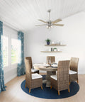 Dining room with Big 52 Inch Indoor Ceiling Fan With LED Lights And Pull Chain Standard Mount 5 Blades Brushed Nickel Finish