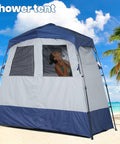 Pop Up Portable Camping Shower Tent Deluxe Changing Room Privacy Shelter Two Rooms With Floor Drain for beach use