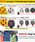 Visual guide to check socket type for NEMA 14-30P To 2X 14-30R Dryer Splitter Y Adapter Cord For Modern Four Prong Outlets With Level 2 EV Charger Hookup No Sweat Setup Straight Shooter 30 Amp Shared Power ETL Certified.