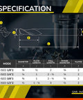 Diagram of Down Cut Carbide Spiral Router Bits Set 3 8 Inch Shank 1 Inch Cutting Length Two And A Half Inches Overall Length Five Piece