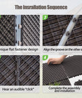 Interlocking Deck Tiles 27 Pack Outdoor Flooring 12 By 12 Inch Plastic Tiles DIY Friendly All Weather Waterproof Patio Pavers installation steps.