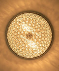 Crystal Flush Mount Ceiling Light Two Light Fixture With Chrome Finish And Sparkling Crystal Bowl Shade, Illuminated and installed on ceiling