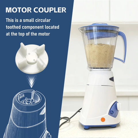 Motor Coupler For Eco Plus, Eco Twin, And Blue Leaf Mixers 2 Pack Replacement Part, white plastic top-teeth adapter for blender jar