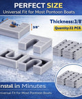 32 Piece Pontoon Fence Riser Kit For Pontoon Boat Rail Spacers Three Eighths Inch Nylon Gray Improve Water Flow Under Deck Prevent Pooling And Extend Boat Life shown with details on size, quantity, and material.