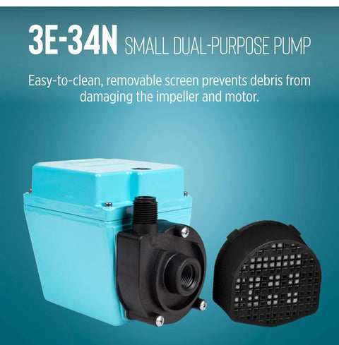 Dual Purpose Inline Or Submersible Pump 115V One Fifteenth HP 670 GPH Oil Filled Water Pump With 10 Ft Cord for fountains