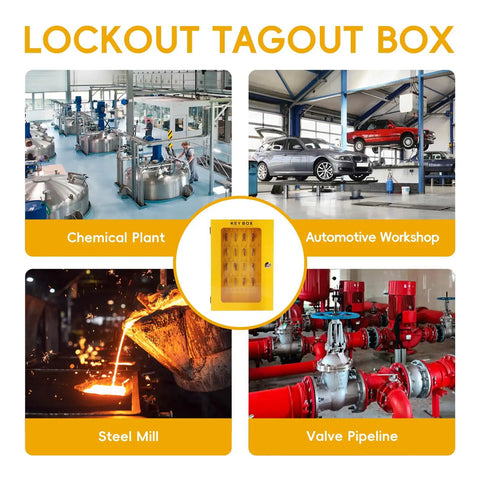 Lockout Tagout Cabinet Wall Mount Key Box With 50 Hooks High Capacity LOTO Key Locker for industrial and automotive use.