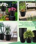 12 Pack 12 Inch Round Plastic Plant Pots With Saucers For Indoor Outdoor Use displayed in gardens and patios with colorful plants