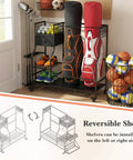 Garage Golf Bag Organizer And Storage Rack With 6 Club Slots Wheels Fabric Drawer And Hooks Holds 2 Golf Bags And Accessories setup