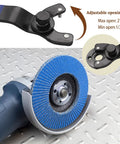 14 Piece Wood Carving Disc Set For 4 Inch Or 4.5 Inch Angle Grinders With 5 Eighth Inch Arbor shown with blue disc and tool.