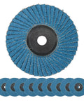 10 Pc Premium 3 Inch Flat Flap Sanding Discs With 8 Hole Design For Super Efficient Dust Evac And Smooth Grinding On Wood Metal Surfaces stacked in a circular pattern.