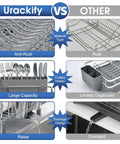 Comparison of premium stainless steel dish drying rack vs. other lower quality racks, highlighting rustproof material and large capacity.
