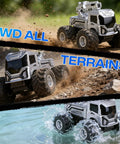 1:18 Amphibious RC Monster Car For Kids, 4WD Waterproof All Terrain Off Road Boat Stunt Vehicle on dirt and water surfaces