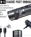 Charging port detail of V3 Mini 385-395Nm Black Light UV Flashlight For High Power Ultraviolet Detection Low Contamination Pro Grade.