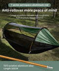 3 In 1 Camping Hammock Tent With Mosquito Net And Sunshade For Two, Ultralight and Extra Large, features aluminum rod for stability.