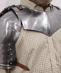 Medieval Iron Gorget With Pauldrons And Gothic Spaulders Armor Set fully wearable on adult with adjustable leather straps