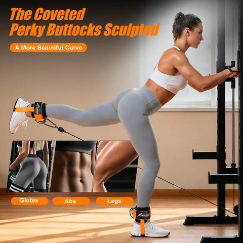 Heavy Duty Padded Ankle Strap for Cable Machines With Extra Adjustable Strap for Secure Fit during kickback exercise