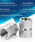 Three Quarter Inch Female NPT Hex Coupling Stainless Steel 304 Double Female Pipe Fitting For Air Compressors Hydraulics Water Gas Lines 4500 PSI Heavy Duty Leak Proof Pro Grade