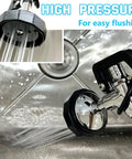 Heavy Duty Pre Rinse Sprayer With 38 Inch Flexible Hose spraying high-pressure water into a sink for cleaning