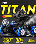Gesture Sensing RC Tank That Shoots, Epic Battle Ready Remote Control Tank with LED lights, black and blue design.