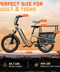 Family Electric Bike With Built In Child Seat For Safe Family Rides 1500W Peak Motor 20 Inch Fat Tire Ebike side view