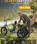 FAM01 Electric Tricycle For Adults With Basket And Two Seater Peak 1500W Motor 20 Inch Fat Tire Three Wheel E Bike 48V 18Ah Removable Battery Pedal Assist Rear Differential 75 Plus Mile Range blue trike with rear basket by campsite