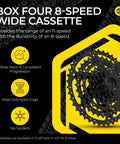 8 Speed Compact Multi Shift Cycling Groupset Kit With Rear Derailleur Shifters 11 To 42T Cassette 116 Link Chain Shift Housing For Mountain Bike Drivetrain Upgrade Ride Ready black 8-speed cassette