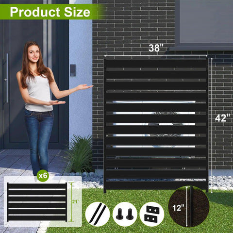 Heavy Duty 3 Panel Metal Privacy Screen Fence For Outdoor Spaces 42 Inch Tall 38 Inch Wide Panels Hide AC Units Trash Cans