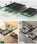 Kick Pantry Chaos To The Curb With This 2 Pack Expandable Pull Out Cabinet Organizer showing full and partial extensions alongside organized storage.
