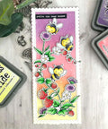 Stamps and Dies Set for Card Making and Scrapbooking featuring bees, strawberries, sunflowers, and floral motifs on handmade card