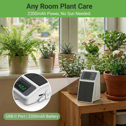 Solar Powered Drip Irrigation System With USB C Dual Power No Fuss DIY Watering Kit for 10 Potted Plants on Balcony