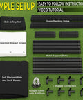Indoor Golf Simulator Enclosure Kit 10 X 8 Ft components with 4K screen, metal support poles, foam padding, side safety net.