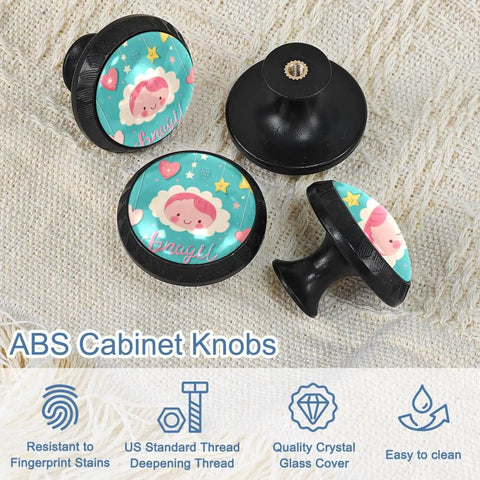 4 Piece Round Cabinet Knobs Set Dope Rustic Dresser Knobs For Drawers Cupboards And Wardrobes, with playful design